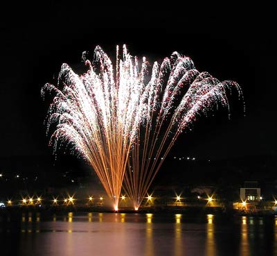 immagine di fuochi d'artificio sull'acqua