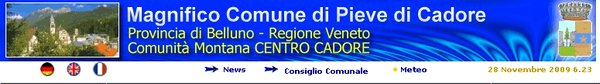 banner sito internet del comune di Pieve di Cadore