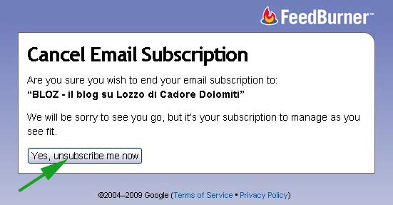 immagine per confermare la cancellazione dell'invio delle email