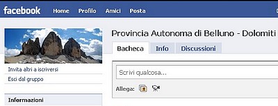 ritaglio di una schermata del gruppo facebook "Provincia Autonoma di Belluno Dolomiti"