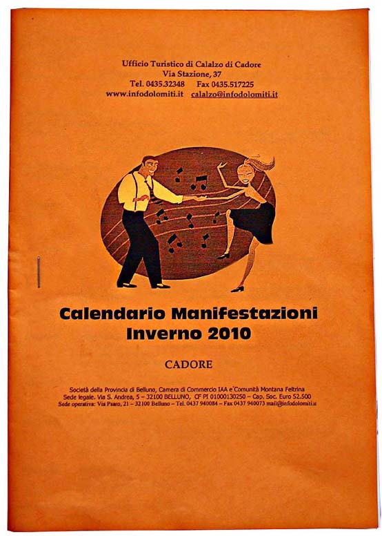 Immagine della copertina della pubblicazione 2010 delle manifestazioni invernali in Cadore