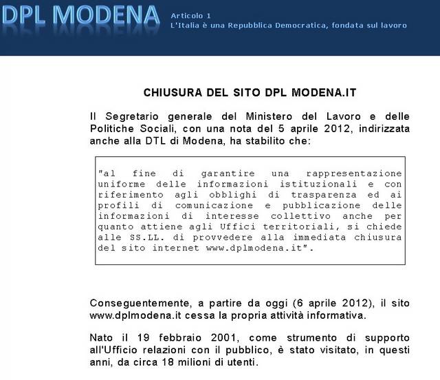 dpl-modena (chiusura sito)