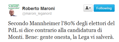 tweet di maroni lega nord