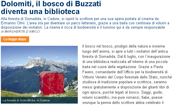 stralcio articolo de la Repubblica su bosco Somadida