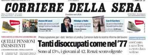 prima pagina del Corriere della Sera 02 aprile 2014