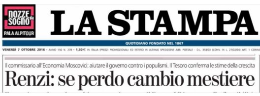 estratto de La Stampa del 7 ottobre 2016