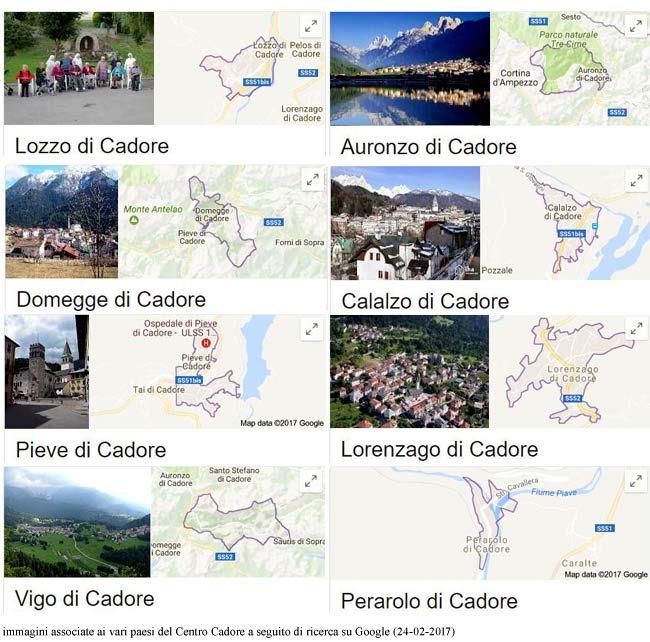 Le immagini che accompagnano i paesi centrocadorini su Google