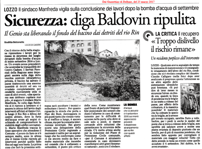 Gazzettino di Belluno 25 marzo 2017: Rio Rin... "Critica" 