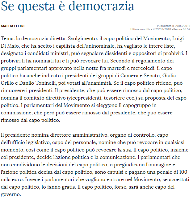 Tratto da il "Buongiono" di Mattia Feltri, La Stampa