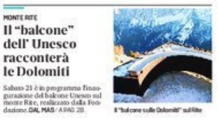 ritaglio prima pagina del Corriere delle Alpi del 10-09-2019