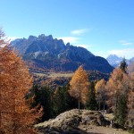 Il piccolo colle presso il Tornante sullo sfondo del M. Ciarìdo e il pascolo di Polget