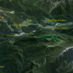 Il Parco della Memoria in 3D (da Google Earth): ripresa da nord; in basso a d. il M. Ciarìdo