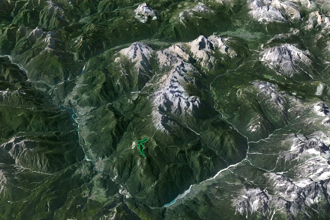 Il PdM in 3D (da Google Earth): la Val d'Ansiei, la Val del Boite e il tratto centrocadorino della Valle del Piave perimetrano il territorio del mai costituito Parco del Cadore "Marmarole, Antelao, Sorapiss"