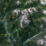 Il PdM in 3D (da Google Earth): la Val d'Ansiei, la Val del Boite e il tratto centrocadorino della Valle del Piave perimetrano il territorio del mai costituito Parco del Cadore "Marmarole, Antelao, Sorapiss"