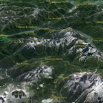 Il PdM in 3D (da Google Earth): da Monte Piana e Misurina giù fino al lago di Santa Croce passando per la Val del Boite